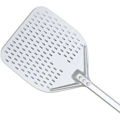 Pizzaschep van hard geanodiseerd aluminium van 66 cm, geperforeerde pizzaschep van 12 inch, zilver aluminiumoxide