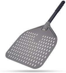 Pizzaschep van hard geanodiseerd aluminium van 66 cm, geperforeerde pizzaschep van 12 inch, zilver aluminiumoxide