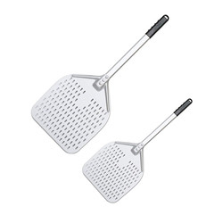 Pizzaschep van hard geanodiseerd aluminium van 66 cm, geperforeerde pizzaschep van 12 inch, zilver aluminiumoxide