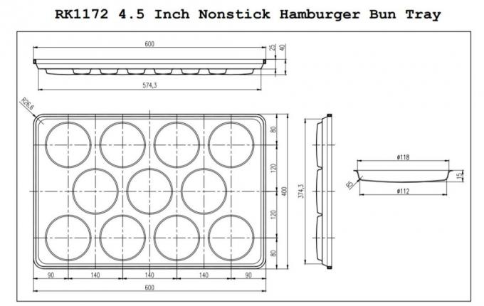 Rk Bakeware China- Amf Industrial Line Macdonald&prime;s 4.5 Inch Nonstick Hamburger Bun Baking Tray