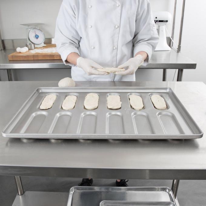 RK Bakeware China Foodservice NSF 0215 geglazuurd gealuminiseerd staal afgerond uiteinde Hoagie Bun Pan Hamburgerbroodje bakplaat 3