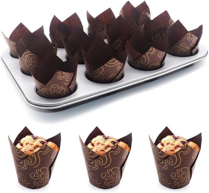 Het Baksel van Rkbakeware China Tulip Paper Cupcake Liners Paper vormt Document het Document van de Muffinvoering de Omslagen van Cupcake tot een kom